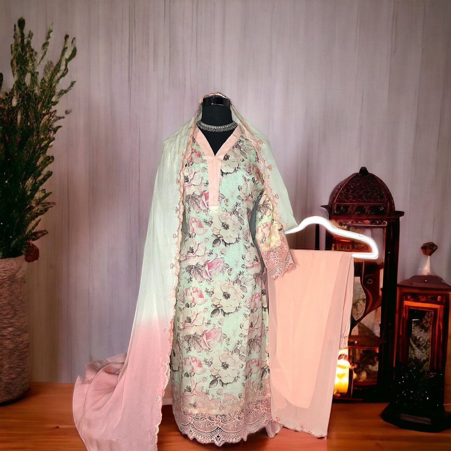 Georgette Organza Casual/Semi Formal Stitched Suit