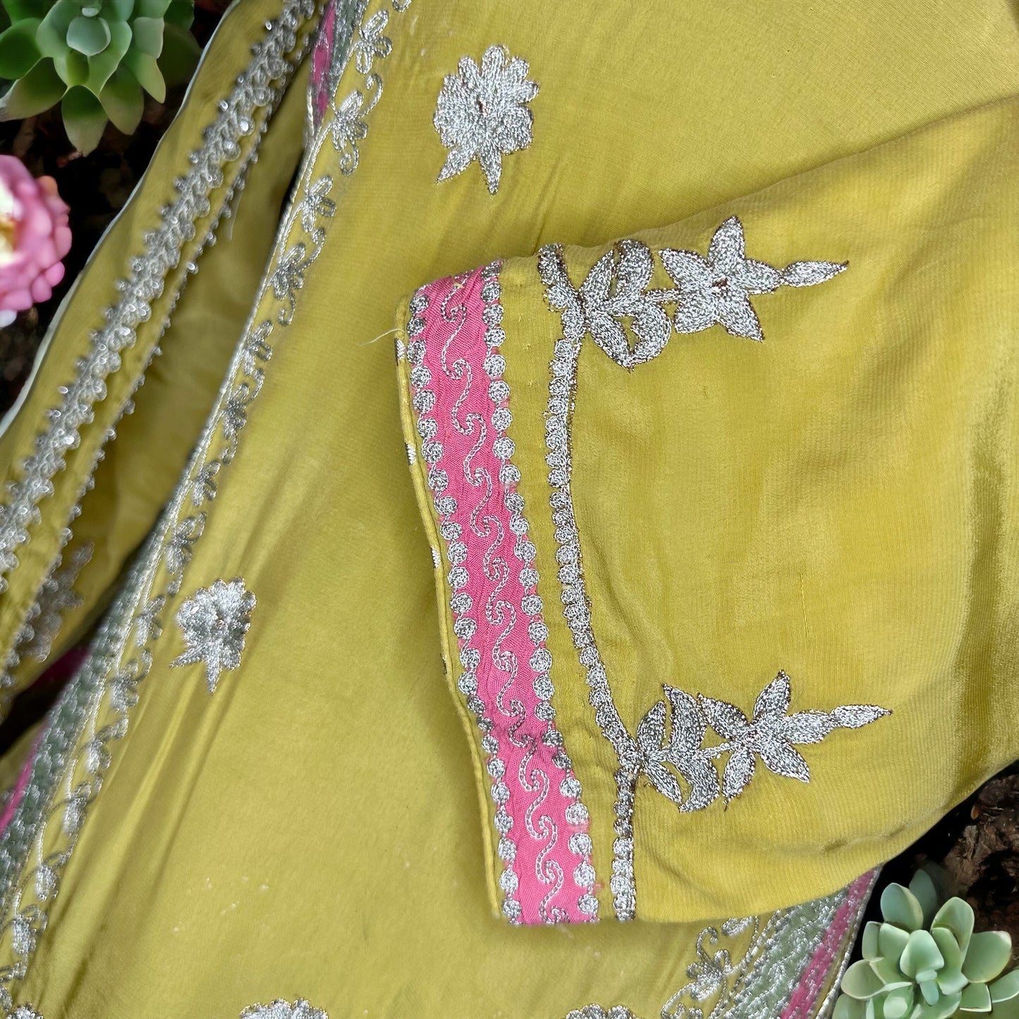 Mustard Green full pure crepe Designer Party wear Stitched suit