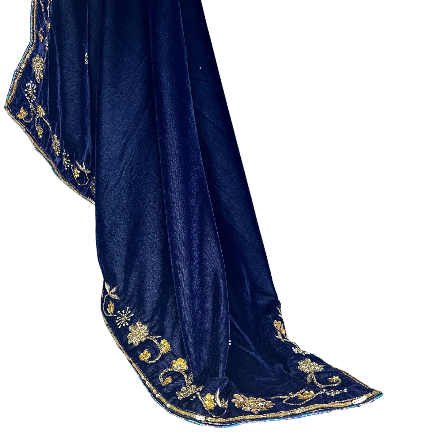 Pure Royal Blue Handwork Valvet Party wear Shawl