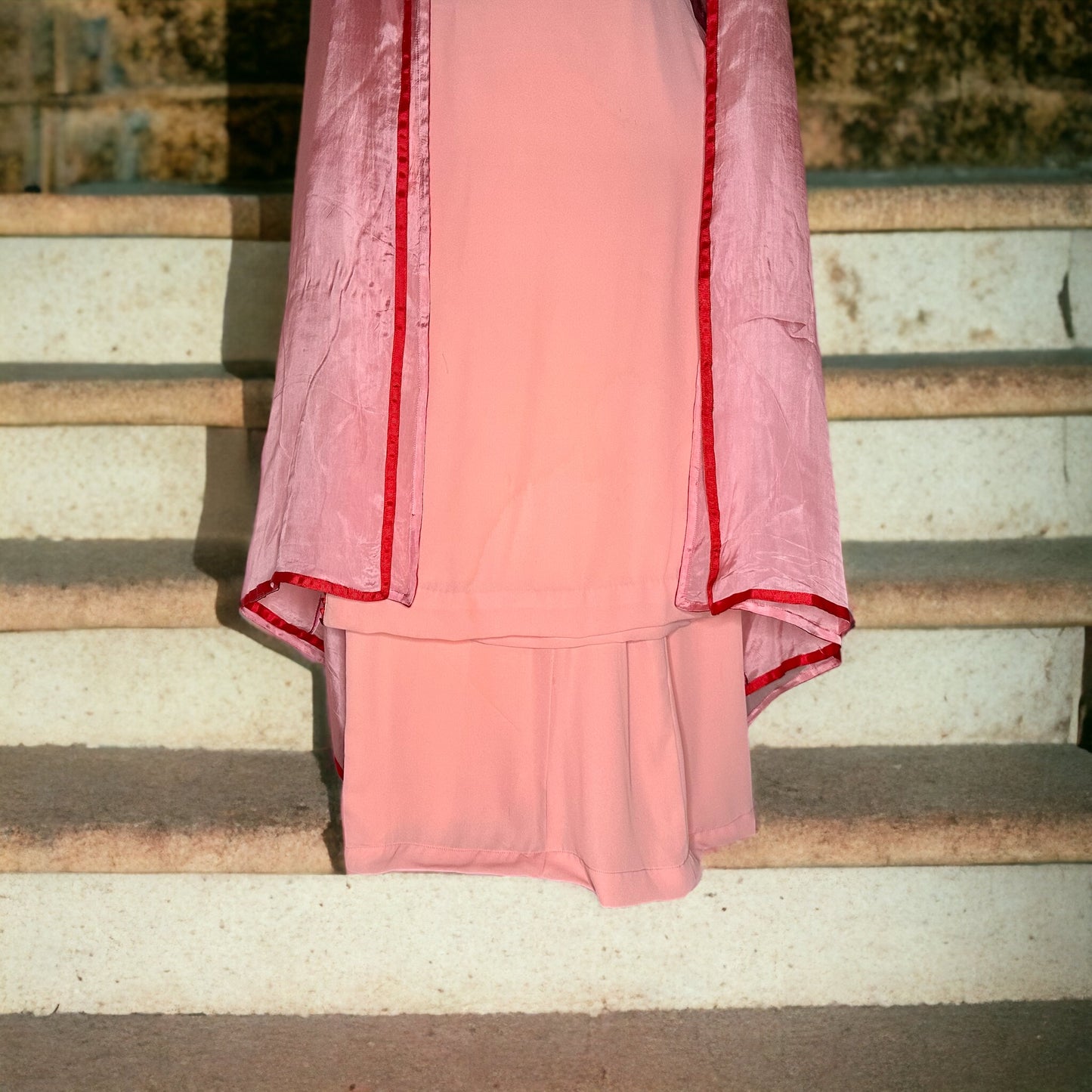 Peach Georgette Sharara Semi formal/Party wear fully lined and Stitched Suit