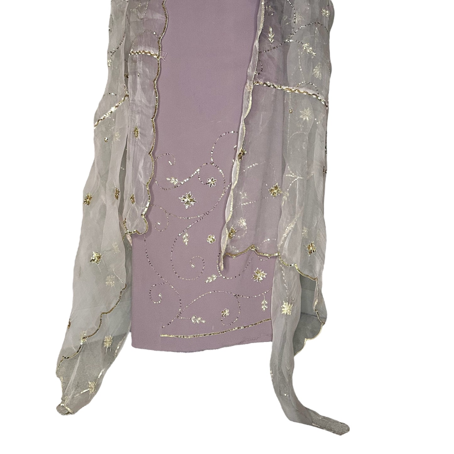 Mauve pure Georgette with intricate handwork unstitched Suit