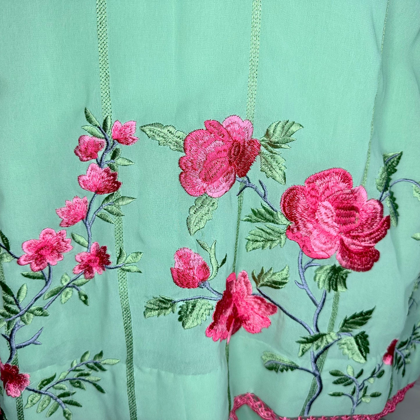 Pista green full pure Georgette A-line party wear/formal stitched suit