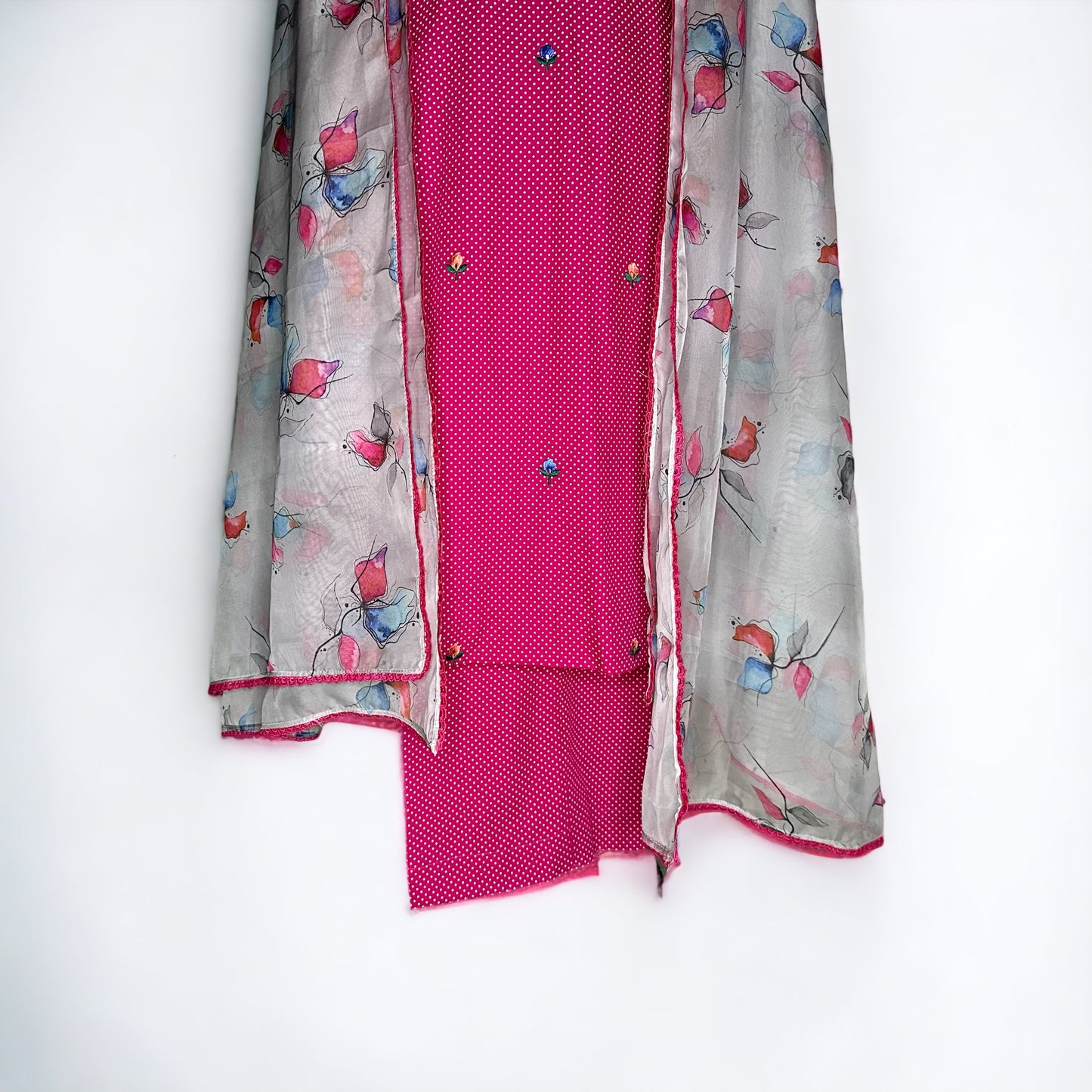 Magenta Polka dots cotton stitched Casual/Semi formal Suit