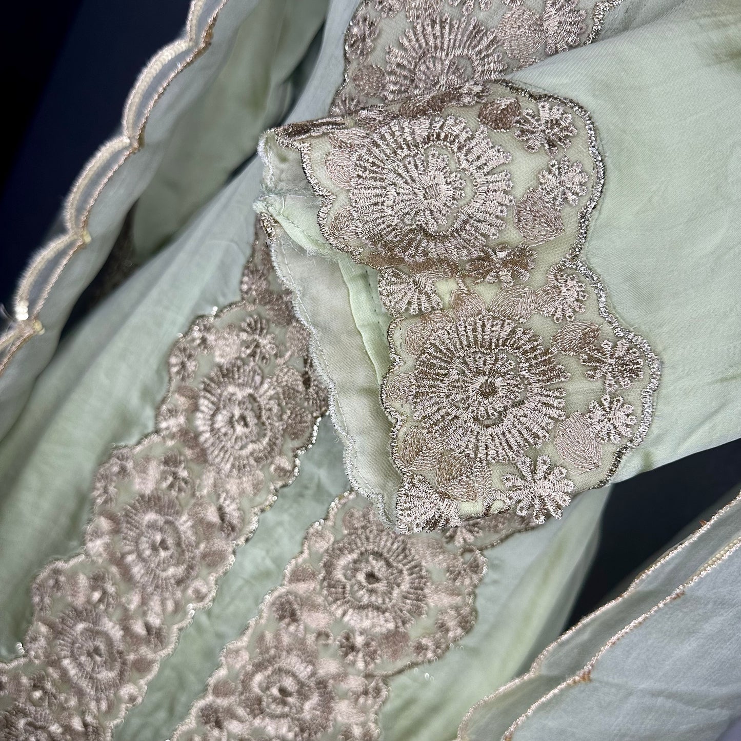 Pastel Green Organza Party wear Stitched Suit