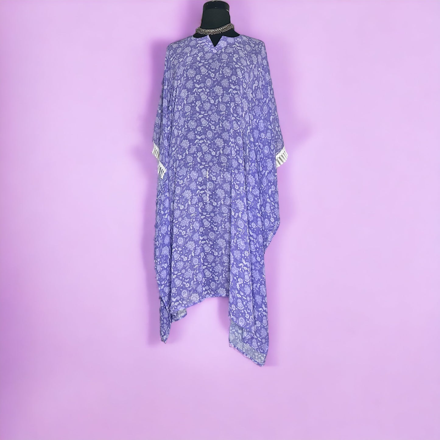 Purple Pure printed georgette Stitched kaftan