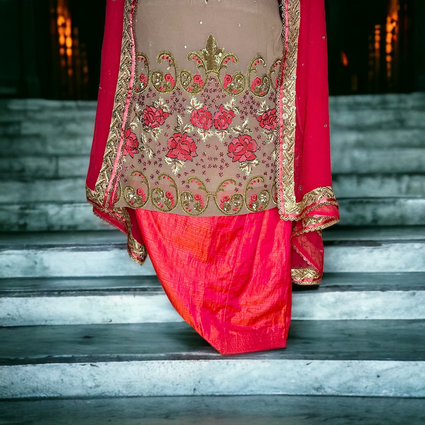 Mouse Color fully handwork full pure party wear Stitched Suit