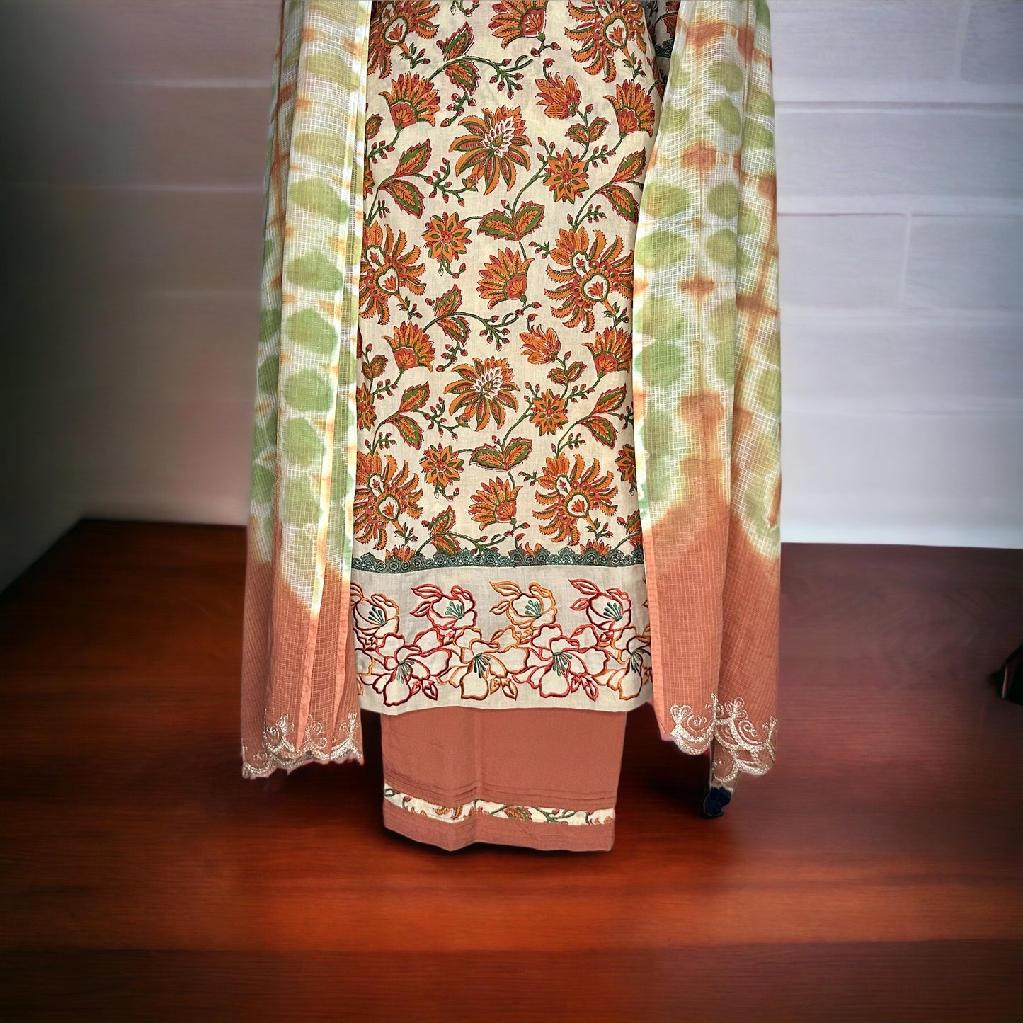 Pure cotton printed with beautifully designed casual/semi formal stitched suit